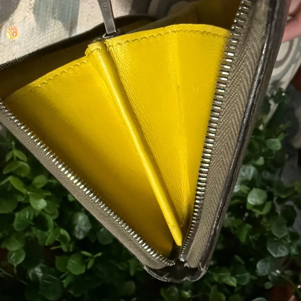 Celine Yellow and Gray Leather Wallet